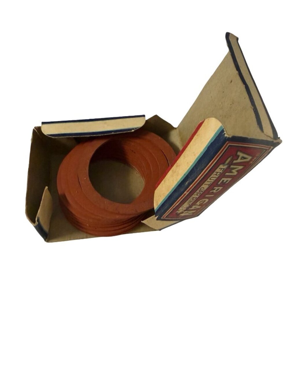 Vintage American Fruit Jar Rings Box with 1 Dozen Original Red Rubber Canning Ri - Picture 4 of 5